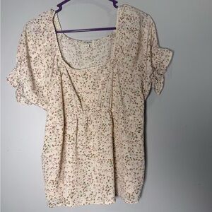 Umgee Floral Blouse in Cream and Pink Medium